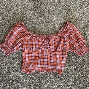 Plaid Off-Shoulder Top